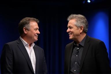 Thumbnail of a talk show screen featuring an interview